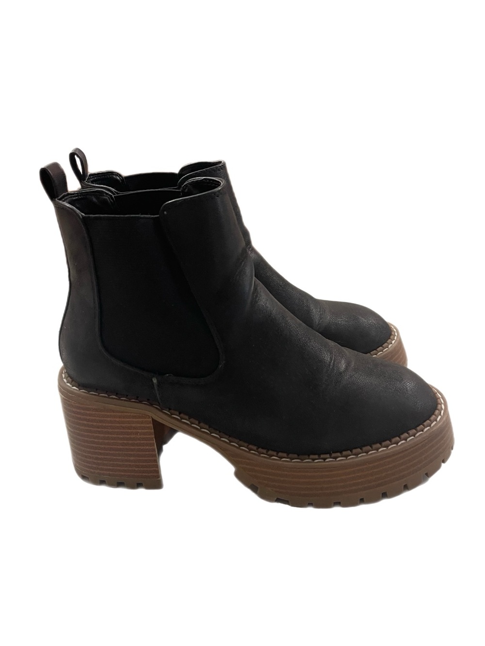 Mia Alejandro Elevated Platform Faux Suede Chelsea Boot Chunky Heel Women’s